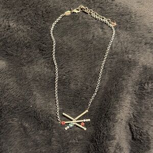 Sabika Silver Necklace with Red, Blue, and Green Accents